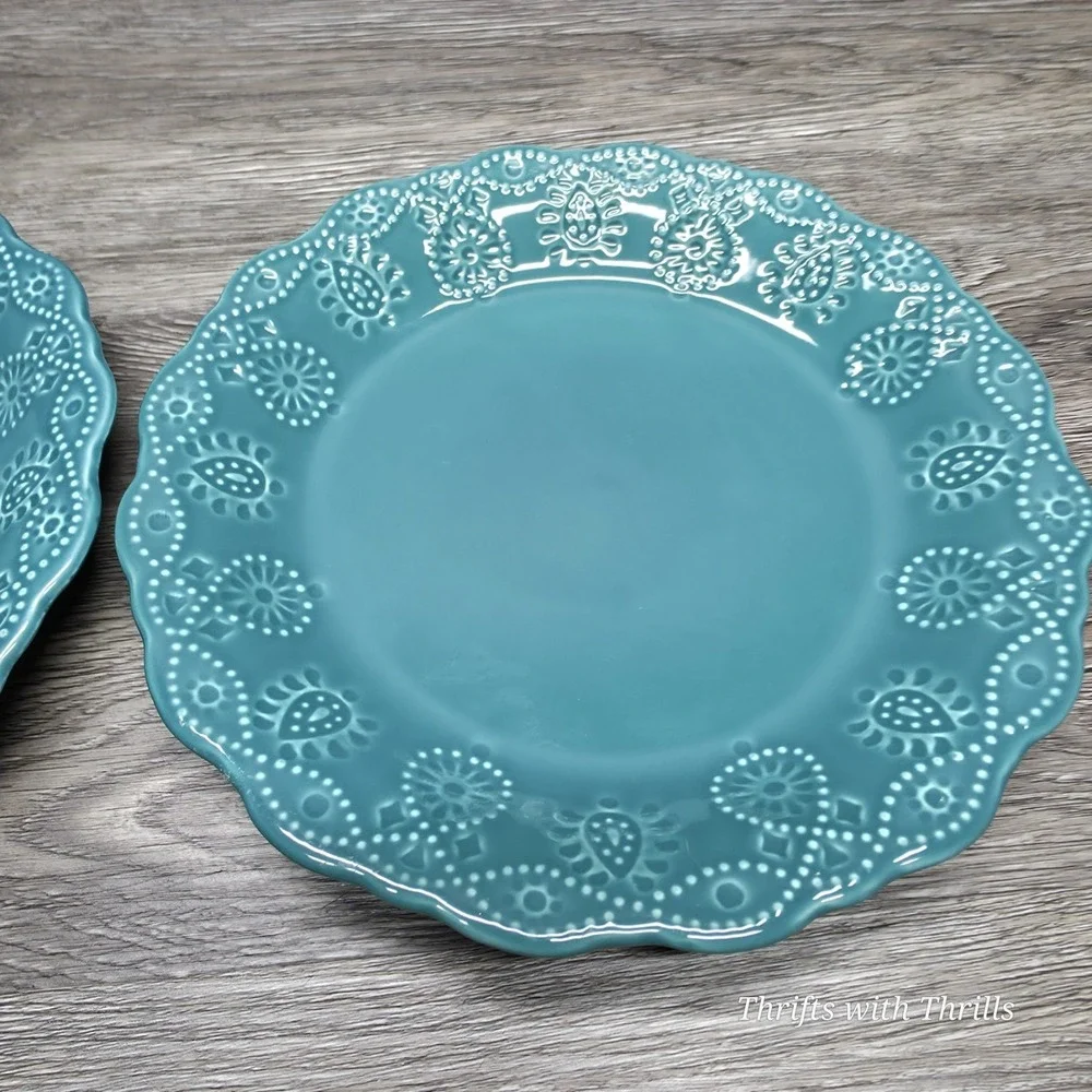 Pioneer‎ Woman Lace Cowgirl Stoneware - Teal - Two Replacement 8.5